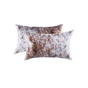 Natural Home Decor Torino Kobe Salt & Pepper Cowhide Pillow | 2-Piece | 12"x20"